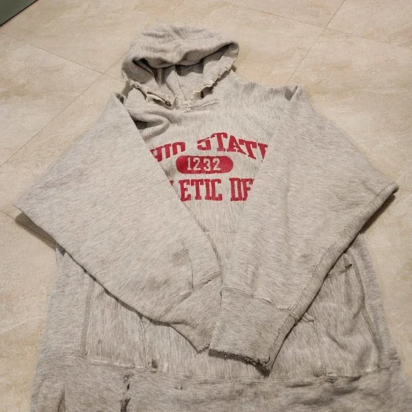 VTG 80s Champion Reverse Weave Warmup Ohio State Mens L Large Hoodie USA Thrash